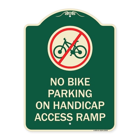 Signmission No Bike Parking on Handicap Access Ramp Heavy-Gauge Aluminum Sign, 24" x 18", G-1824-23855 A-DES-G-1824-23855